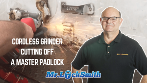 Cutting Off a Master Padlock with a Cordless Grinder