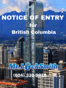 NOTICE OF ENTRY for British Columbia